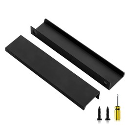 Ravinte 20 Pack Finger Pulls for Cabinets 150mm/5.9" Length Black Edge Pulls Matte Black Finger Cabinet Concealed Handles for Kitchen Drawer Tab Handle