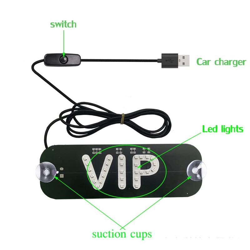 Meskliu VIP Red Lights, Shared Car LED Sign, Rideshare Sign