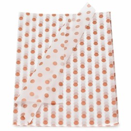 PMLAND Premium Gift Wrapping Tissue Paper - White Metallic Rosegold Dot - 20 x 14 Inches - 60 Sheets