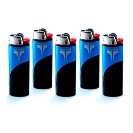 Kasher Classic Lighter Tool Without Lighter - Stainless Steel, Lightweight, Durable Construction, Portable - Fits Any Lighter - Usage as Cutter for Opening Packages - 0.8mm Thick - Pack of 5 (Blue)
