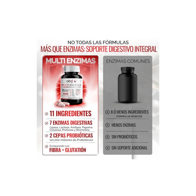 Oby Multi Enzimas digestivas, Probiticos 7 tipos enzimas Probiticos Bifidobacterium