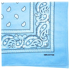 MDSTYLE 100% Cotton Bandana for Men & Women 22" x 22" Paisely Pattern Handkerchief Headband Scarf Dog (Light Blue)