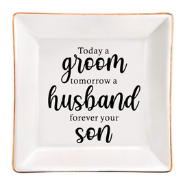Ceramic Jewelry Trinket Dish for Mother of The Groom from Groom, Mother of The Groom Gifts from Son, Today a Groom, Tomorrow a Husband, Forever Your Son - Wedding Gifts for Mom