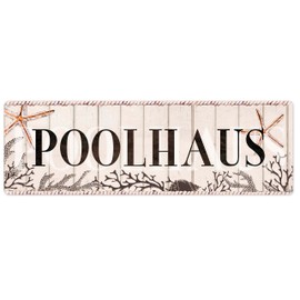 Interluxe Metal Sign - Pool House - Pool Gift Idea Friends Summer Holiday Beach