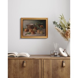 WHASAYART Gold Framed Vintage Wall Art for Living Room, Harvest Apples Still Life Oil Painting Artwork Shelf Decor Abstract Wall Pictures Prints, Farmhouse Fruit Room Decor Bedroom Kitchen Bathroom