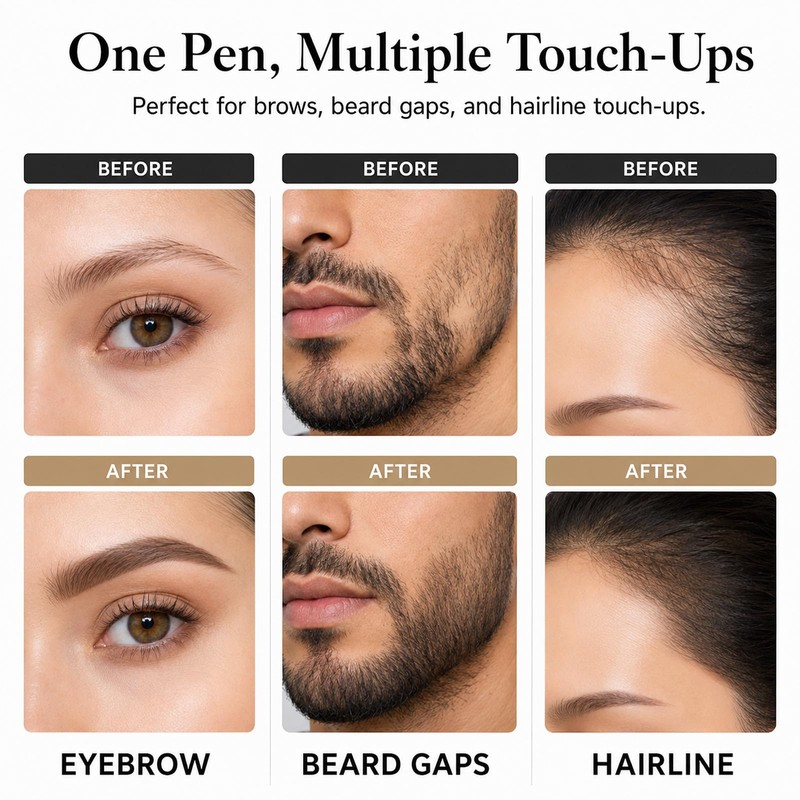 Eyebrow Pencil for Women, Dual-Ended Microblading Eyebrow Pen with 2-Fork