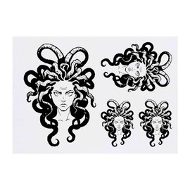 Azeeda 4 x 'Medusa-Gorgon-Gesicht' Temporäre Tattoos - Wasserfest, Hautfreundlich & Ungiftig · Transfers in Verschiedenen Größen (TO00071480)