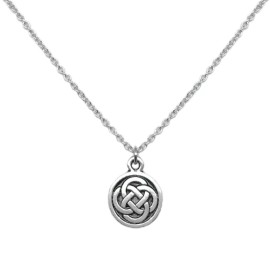 Loralyn Designs Womens Small Pewter Celtic Knot Charm Pendant Necklace Stainless Steel Chain