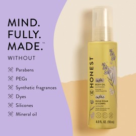 The Honest Company Lavender Infused Calming Body Oil | Moisturize, Nourish, + Soothe Baby's Skin | Plant-Based, Hypoallergenic, Vegan | 4.0 fl oz