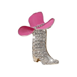 Cut Boot Rhinestones Pink Cowboy Hat Brooch Lapel Pins for Women Girls Fashion Trendy Party Christmas Crystal Brooches Pin Dress Suit Ceremony Hat Bag Clothes Accessories Holiday Gift