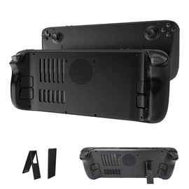 Replacement Back Plate for Steam Deck with Thermal Port, Angle Adjustable Bracket, DOBEWINGDELOU DIY Accessories Heatsink Housing, 2 Height Difference Buttons for Steam Deck, Black
