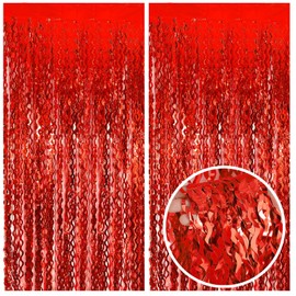 Red Streamers Party Backdrop Curtains Foil Curtains Backdrop Carnival Theme Party Decorations Red Birthday Decorations Red Graduation Decorations New Year Bachelorette Party Decorations Supplies