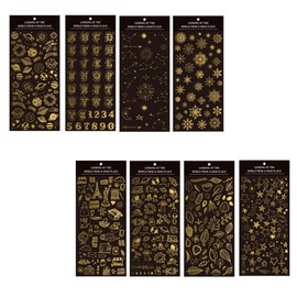 SEWACC 8sheets Decorative for Scrapbooking and Phone Cases Unique Designs Safe Material for Hand Account and Giving Golden Random Style