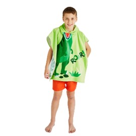 Catherine Lansfield Kids Dinosaur Hooded Towel Poncho 60x120cm Green