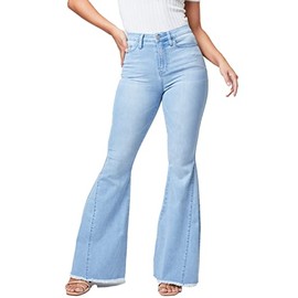 YMI Womens Repreve W/Lycra Gigi HIGH Rise Extreme FIT & Flare, L02, 7 Light Wash