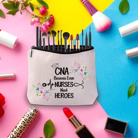 CNA Regalo de agradecimiento CNA regalo de graduación CNA porque incluso enfermeras necesitan héroes bolsa de maquillaje (CNA porque incluso enfermeras)