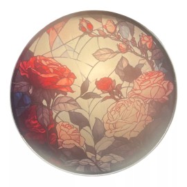 Unbranded 8 In “Roses” Stain Glass Tempered Glass Cutting Board~Valentin
