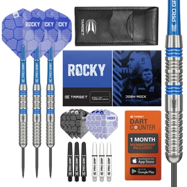 TARGET Darts Josh Rock 80% Tungsten Steel Tip Darts Set, 22G | Professional Accessories Dart Kit, Pro Grip Shafts, Pro Ultra Flights, Fixed Steel Tip Points, Dart Wallet Included