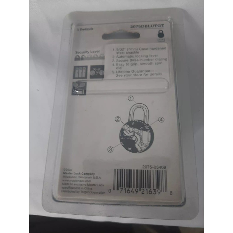 Master Lock Sphero Combination Lock Smooth Spin Padlock 2075D Blue