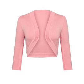 Gyabnw Bolero Women's 3/4 Sleeve Jacket Elegant Women's Cardigan Short Tops Jacket Tops, A-Pink