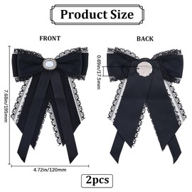 GORGECRAFT 2Pcs Pretied Bow Tie Brooch Vintage Pearl Bowknot Bowtie Decorative Crystal Banquet Wedding Dress Suit Shirt Neck Tie Collar Brooch Pin for School Women Party Ceremony Gifts Black