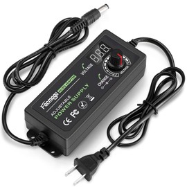 Facmogu 3V-12V 5A 60W Adjustable Power Supply with LED Display, Variable DC 3V 5V 6V 9V 12V Universal AC/DC Adapter, 100V-240V AC to DC 3-12V Switching Power Converter Multi-Voltage Regulated Adaptor