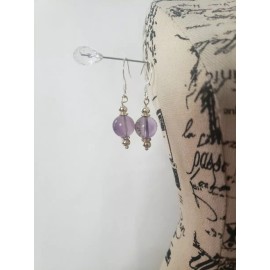 Handmade  Natural Rainbow purple Fluorite  Crystal fish hook earrings & Bracelet