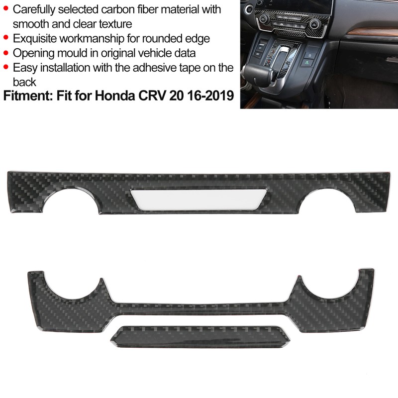 Center Console CD Panel Trim Cover Carbon Fiber Decoration Fit