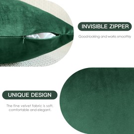 JOTOM Velvet Soft Solid Throw Pillow Case 40x60 cm Decorative Throw Pillow Covers Soft Lumbar Cushion Case Couch Home Decor Cushion Covers for Sofa Bedroom 16x24 Inch Set of 2 (Army Green)