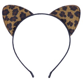 Leopard Grain Cat Ears Headband Brown