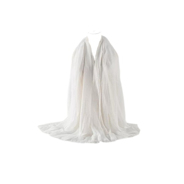 GZRYEJLEI 1pc White Cotton Blend Crinkle Soft long Scarf with