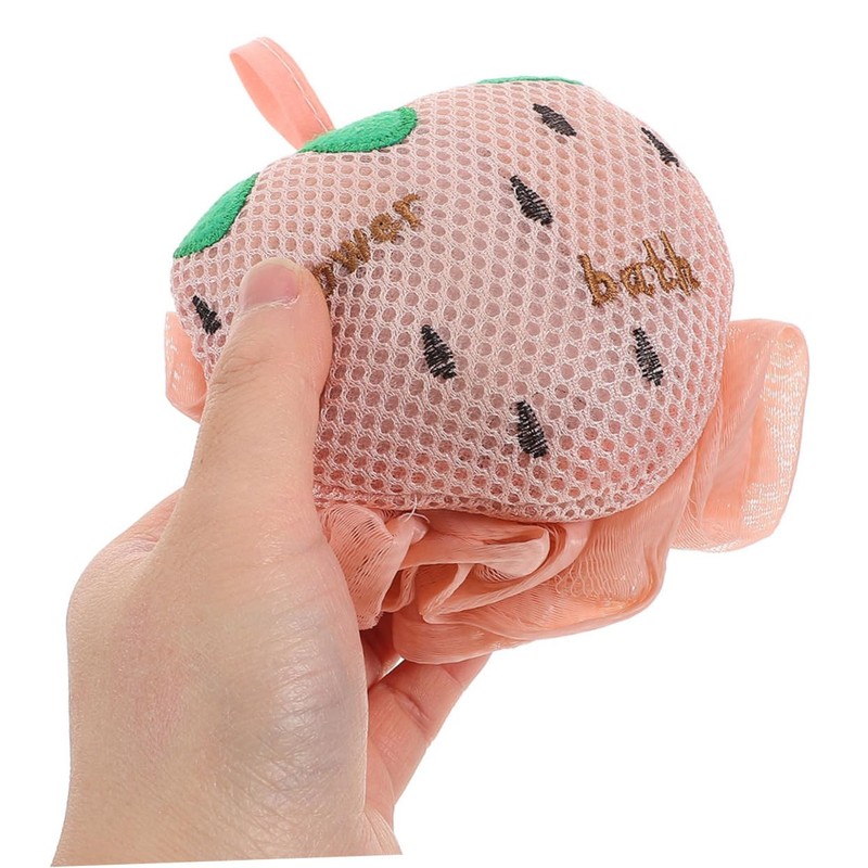 Vaguelly Cute Cartoon Strawberry Bath Flowers 2pcs Exfoliating Loofah Sponge