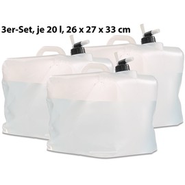 Semptec Urban Survival Technology Water Canister with Tap: Set of 3 Foldable Water Canisters with Tap, 20 Litres (Water Canister for Hanging, Foldable Water Canister with Tap, Drinking Bottle)