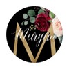 Meagan First Name Initial M on Black Floral background