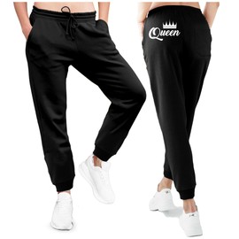 King and Queen Couple Sweatpants His Her Valentines Day Matching Couples Joggers Queen Joggers Black Medium