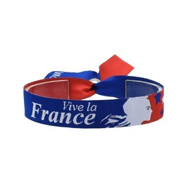 BDM France Flag Bracelet, Men and Women, Republic of France Adjustable Fabric Bracelet, Polyester