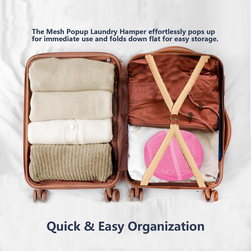 LXLOVESM Pop Up Laundry Hamper, Mesh Laundry Basket Collapsible, Foldable