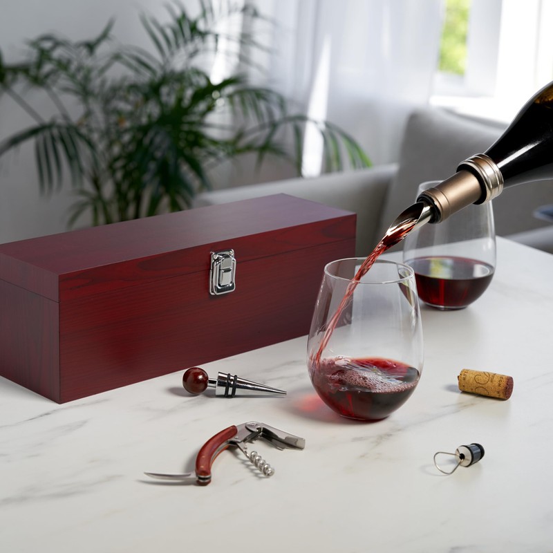 True Cherry 1-Bottle Wine Accessories Gift Set | Premium Corkscrew