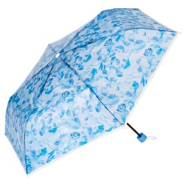 PLV001-031-002 Plastic Umbrella, Plastic, Mini Blue, Folding Umbrella, Ribs, 19.7 inches (50 cm), Women's, Fiberglass Floral Pattern, Cute, Stylish, 2024