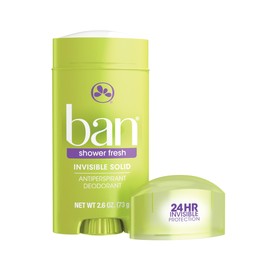 Ban Antiperspirant Deodorant, Invisible Solid, Shower Fresh, 2.6 Ounce