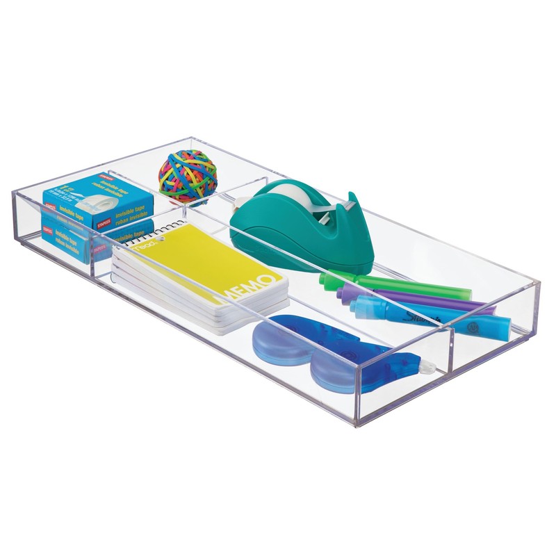 iDesign Clarity Plastic Divided Drawer Organizer, Storage Container for Vanity,