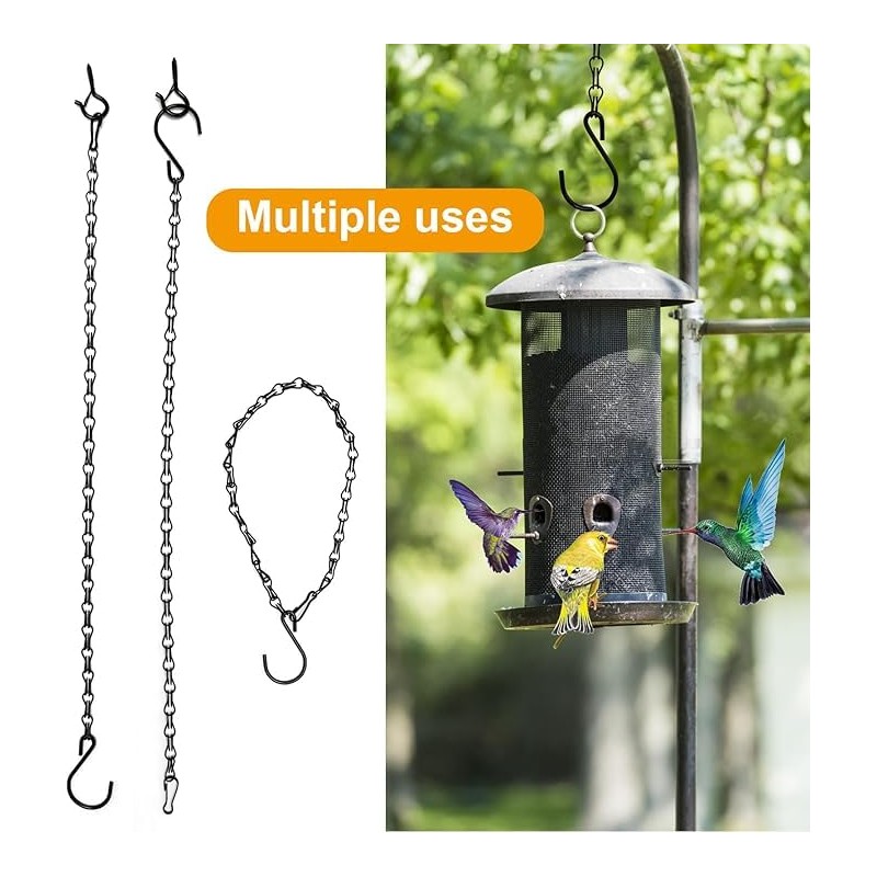 Hanging Chain Set with Hooks, 4 Pack, Black, for Bird