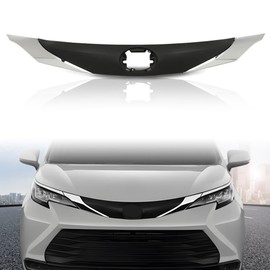PIT66 Front Bumper Hood Grille Compatible with Toyota Sienna 2021 2022 Gloss Upper Grill