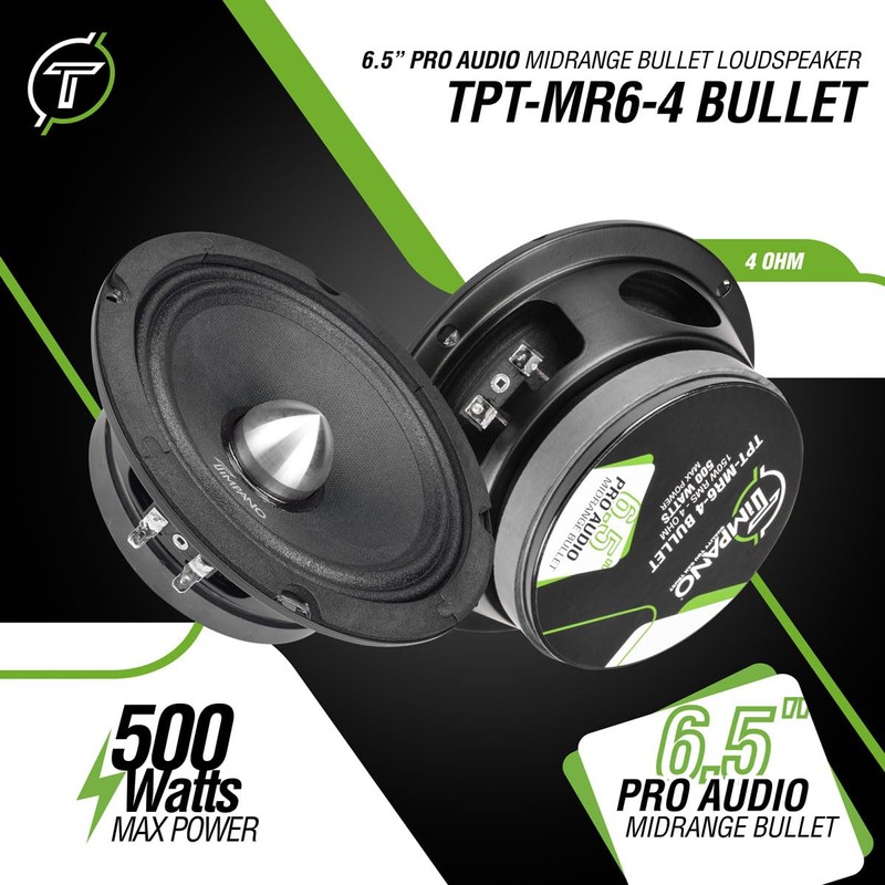 Timpano 1500 Watts Bundle 2X 6.5 Midrange Speakers TPT-MR6-4 Bullet