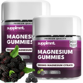 supplmnt. supplmnt. Magnesium Gummies for Adults - 120 BlackBerry Vegan Gummies - 1455 Milligram of Magnesium Citrate Offering 160 Milligram - Gluten-Free Supplement for Women & Men - Double Pack