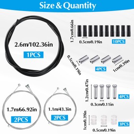 NVGVUP Bike Brake Cables, Replacement Gear Brake Cables for Bicycles, Black Universal Bicycle Brake Cable, Gear Bike Cable with End Cap O-Ring End, for Mountain Road Normal Bicycle