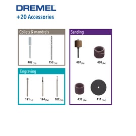 Dremel 681 Woodworking Set, Accessory Kit with 20 Rotary Tool Accessories for Woodworking , 3.2 mm