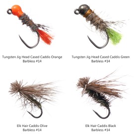 Bassdash Complete Fly Fishing Bristle Flies in Case Stream Tenkara Trout Fishing Fly Set (Set R: 12 Pieces, Nymphs and Dry Flies)