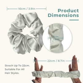 LumeSilk 100% Mulberry Silk Scrunchies for Women and Girls,Pure Silk Hair Tie,No-Crease Ponytail Holder,Soft & Gentle on Hair,Elastic Band for All Hair Types,1 Pack,Light Gray
