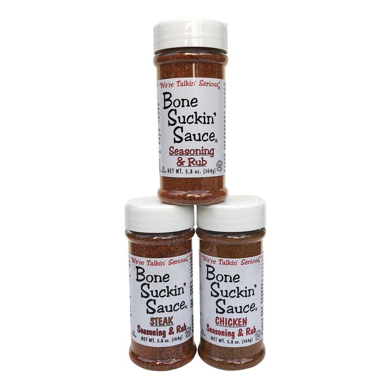 Bone Suckin sauce seasoning and rub- ORIGINAL, STEAK, and CHICKEN